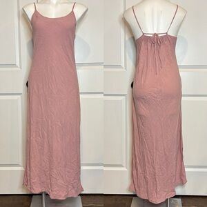 Splendid Breeze Tie Back Linen Blend Midi Dress Deep Orchid Pink S